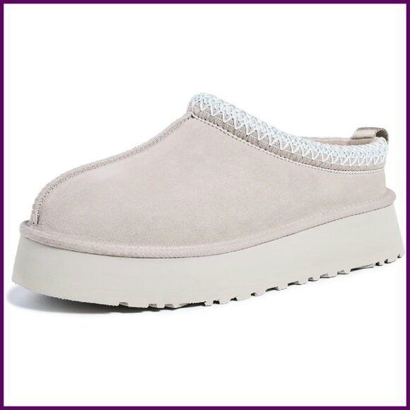 Platform Mini Boots Slippers Cow Suede Leather Faux Shearling Lined
